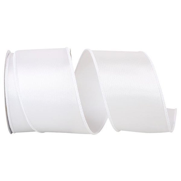 Reliant Ribbon Reliant Ribbon 92575W-030-40F 2.5 in. Satin Value Wired Edge Ribbon; White - 10 Yards 92575W-030-40F